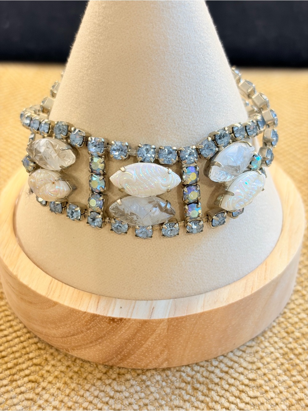 Vintage Rhinestone and Mother of Pearl bracelet